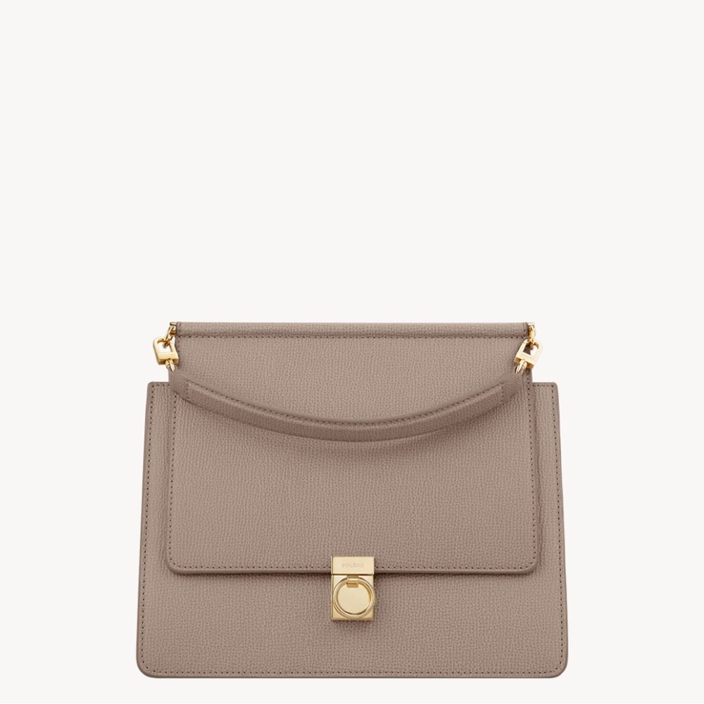 Polène Taupe Leather Crossbody Bag with Gold Hardware - Picture 1 of 9